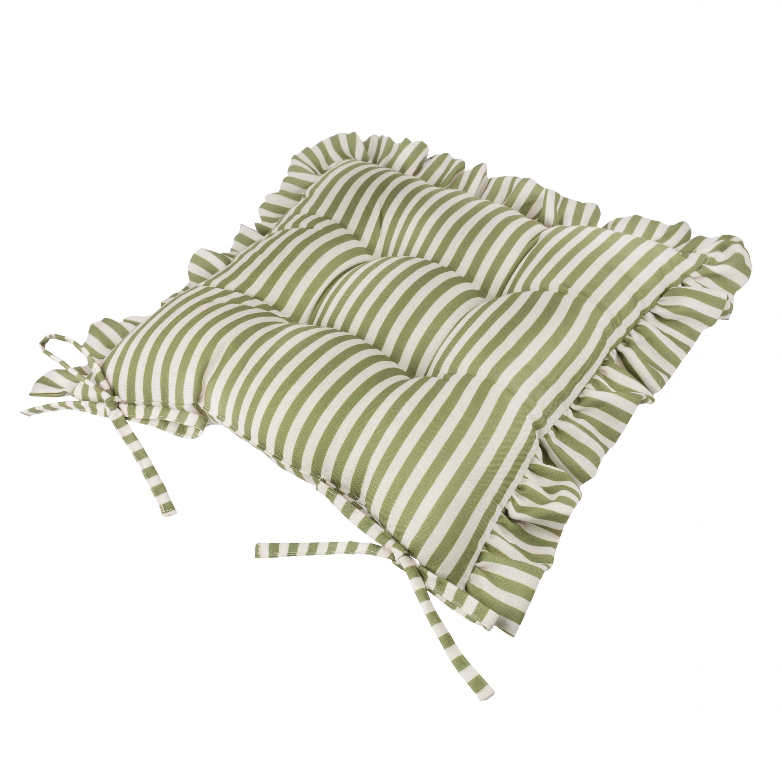 Millie Ruffle 2 Pack Indoor/Outdoor Seat Pads Green: Green / 40 x 40cm - Image 3