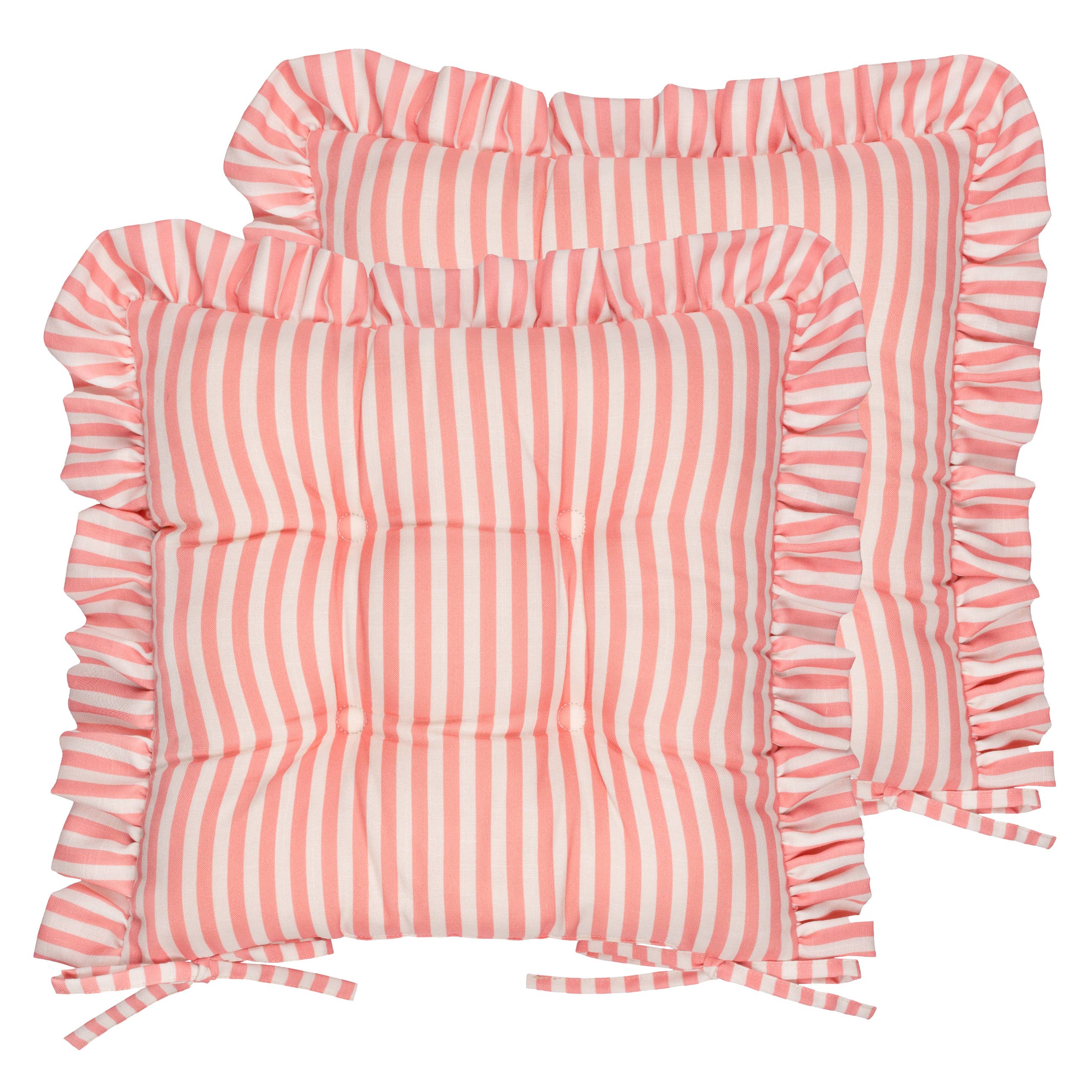 Millie Ruffle 2 Pack Indoor/Outdoor Seat Pads Pink: Pink / 40 x 40cm