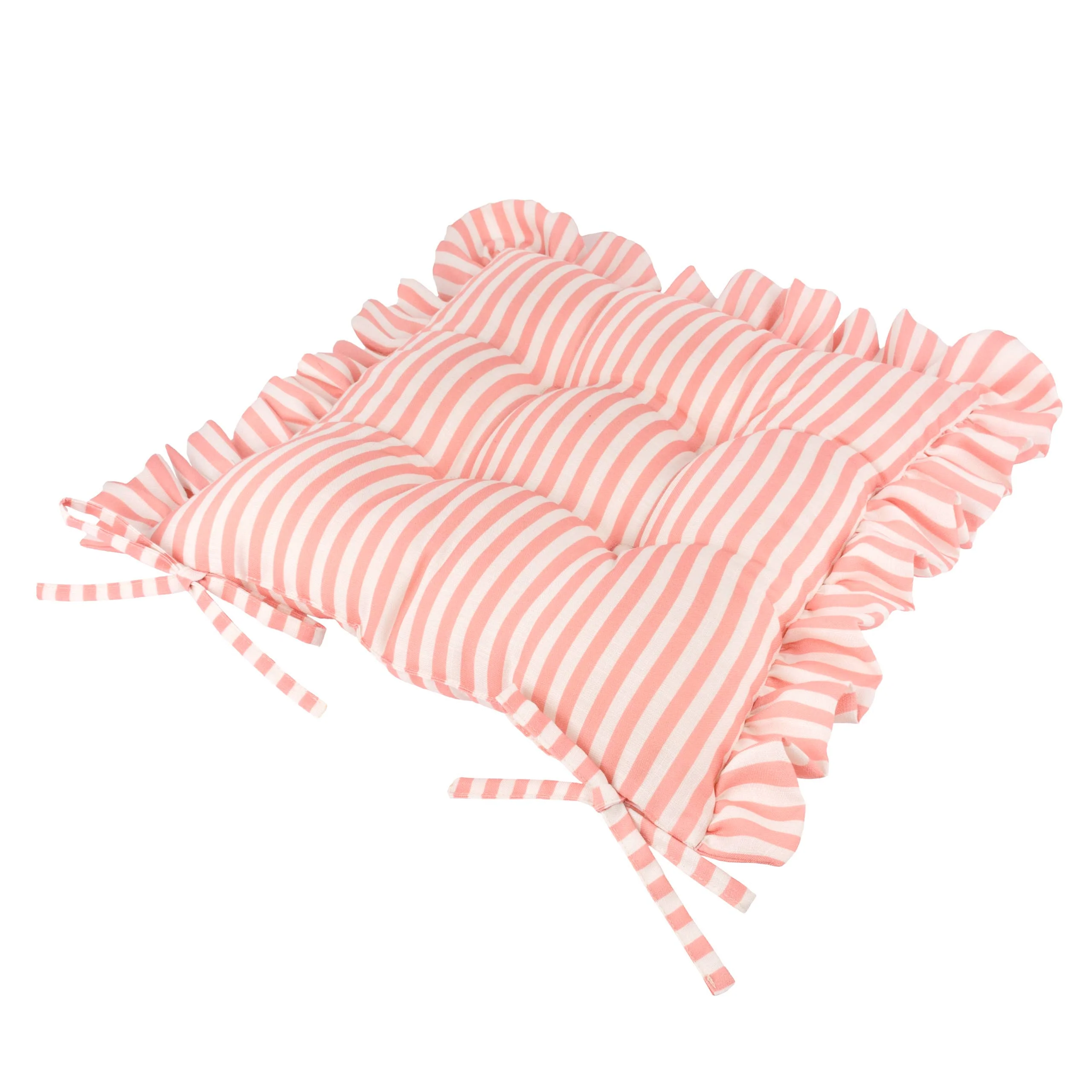 Millie Ruffle 2 Pack Indoor/Outdoor Seat Pads Pink: Pink / 40 x 40cm - Image 3