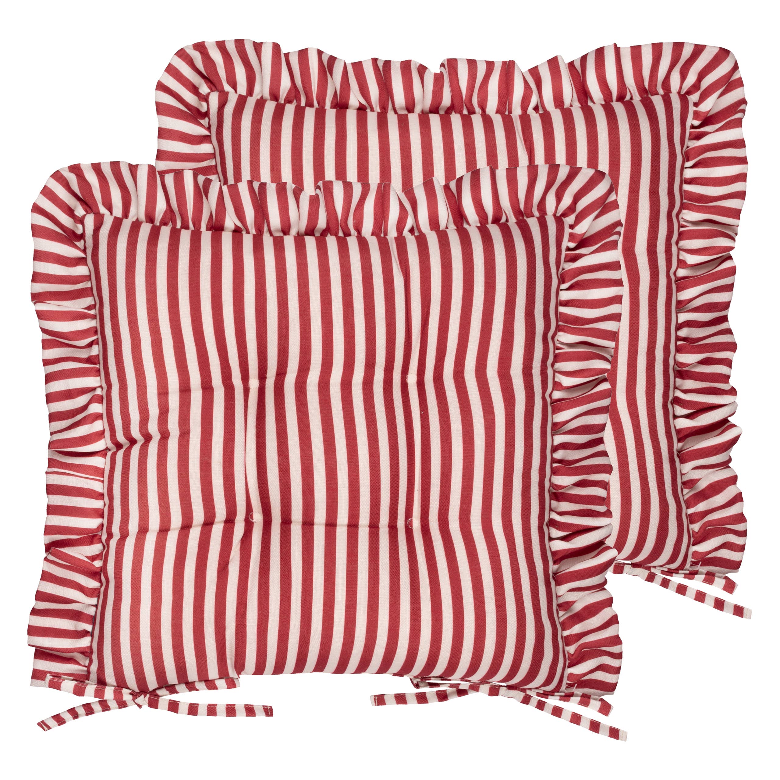 Millie Ruffle 2 Pack Indoor/Outdoor Seat Pads Red: Red / 40 x 40cm