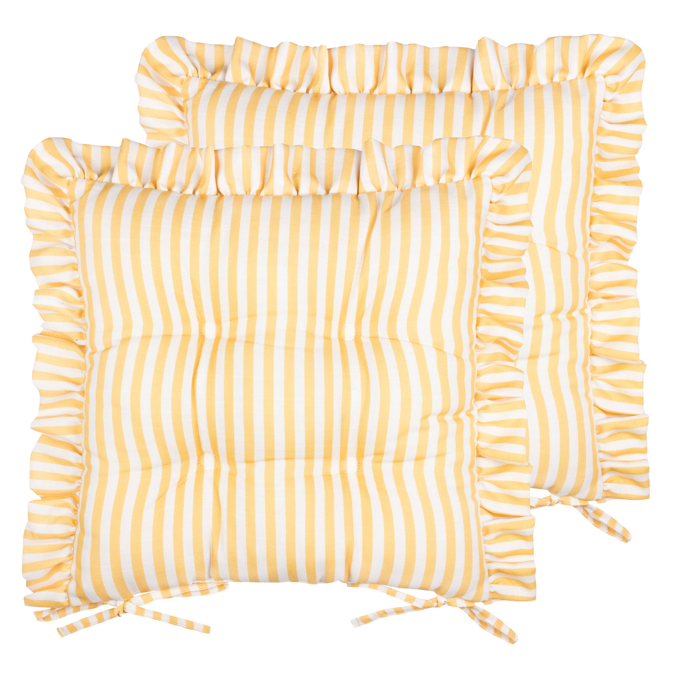 Millie Ruffle 2 Pack Indoor/Outdoor Seat Pads Yellow: Yellow / 40 x 40cm