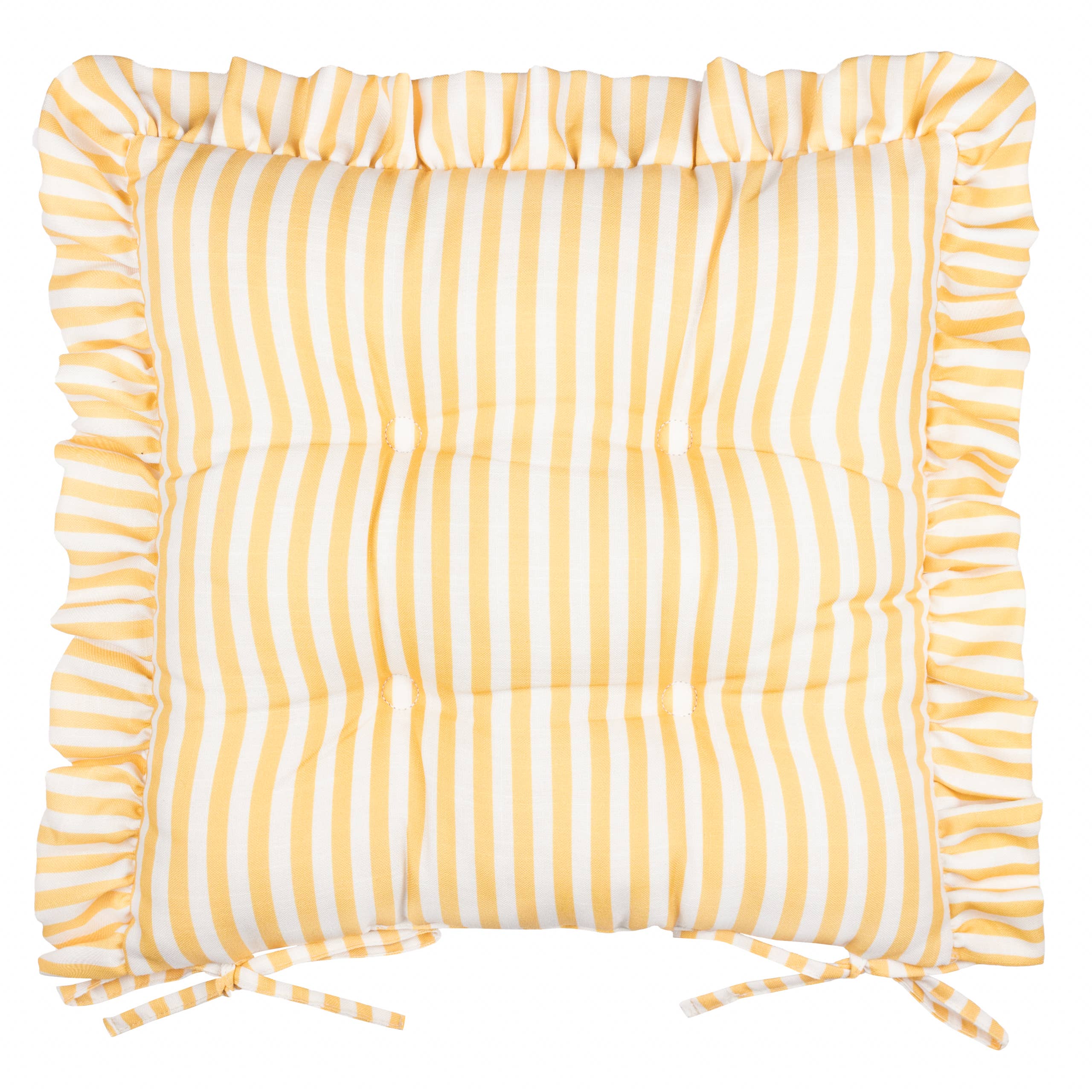 Millie Ruffle 2 Pack Indoor/Outdoor Seat Pads Yellow: Yellow / 40 x 40cm - Image 2
