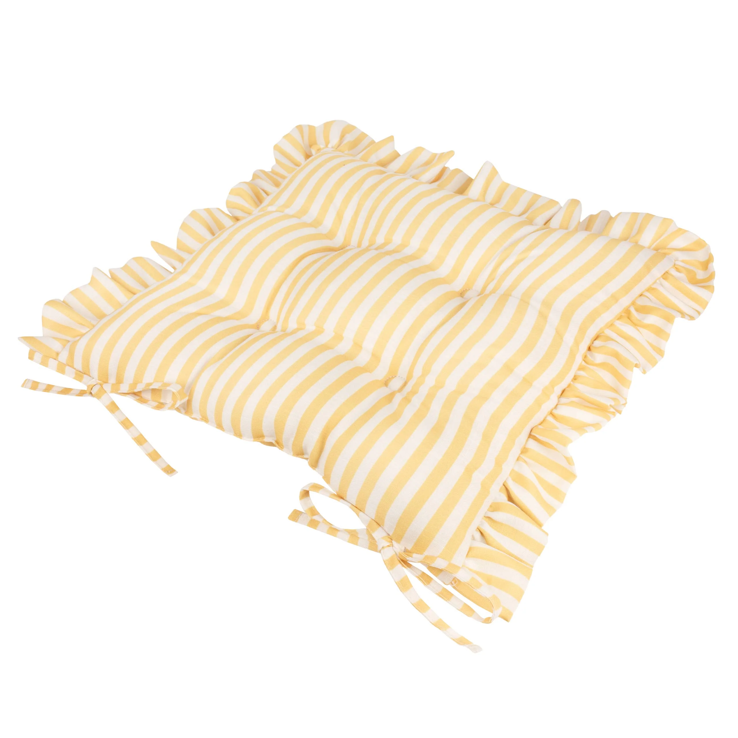 Millie Ruffle 2 Pack Indoor/Outdoor Seat Pads Yellow: Yellow / 40 x 40cm - Image 3