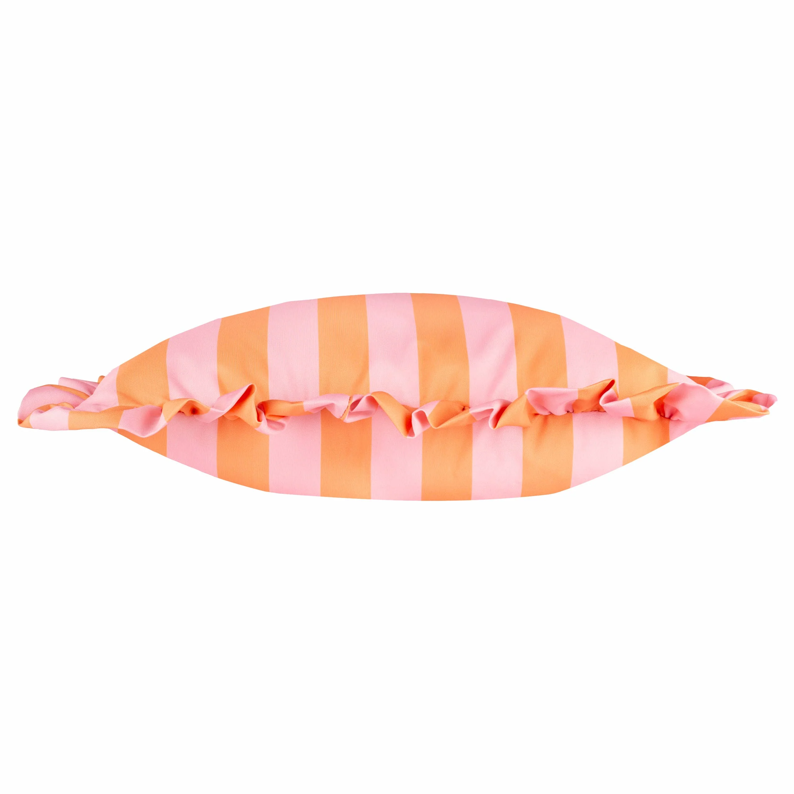 Palm Royale Stripe Ruffle Outdoor Cushion Pink/Orange: Pink/Orange / Polyester Filled / 50 x 50cm - Image 2