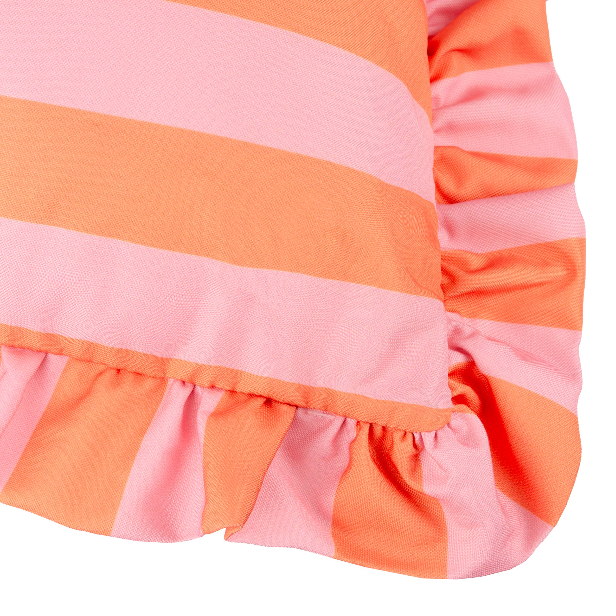 Palm Royale Stripe Ruffle Outdoor Cushion Pink/Orange: Pink/Orange / Polyester Filled / 50 x 50cm - Image 3