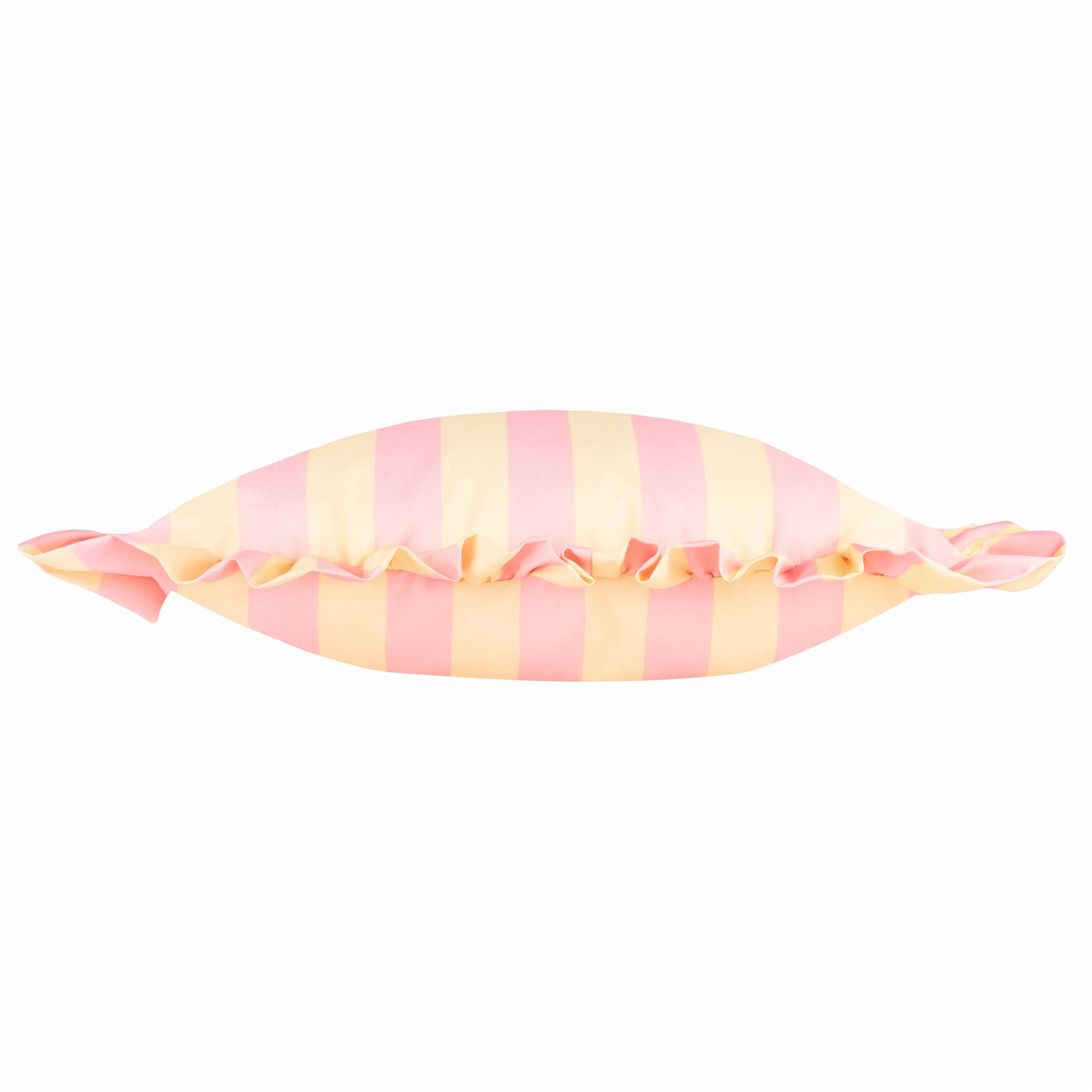 Palm Royale Stripe Ruffle Outdoor Cushion: Pink/Yellow / Polyester Filled / 50 x 50cm - Image 2