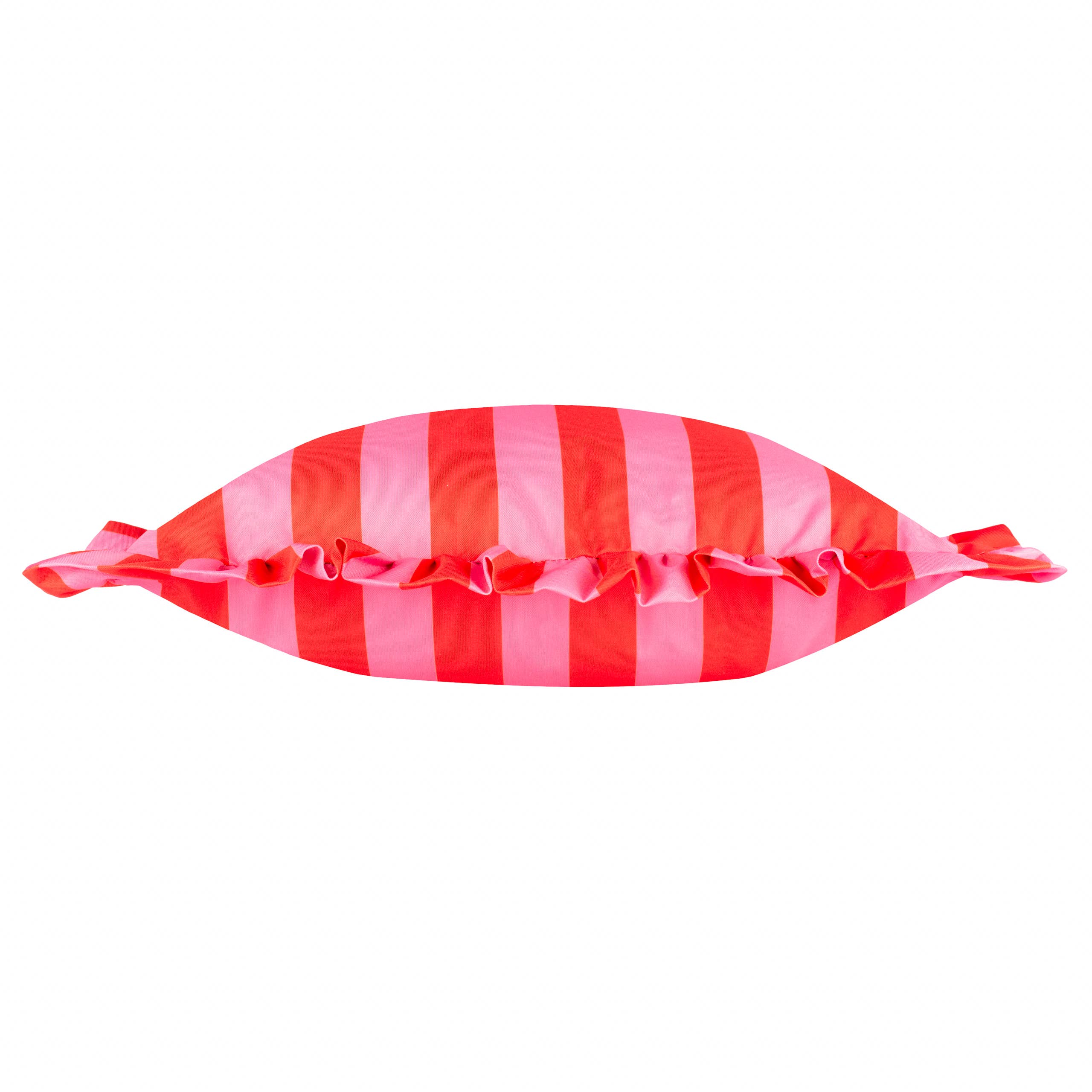 Palm Royale Stripe Ruffle Printed Outdoor Cushion Pink/Red: Pink/Red / Polyester Filled / 50 x 50cm - Image 2
