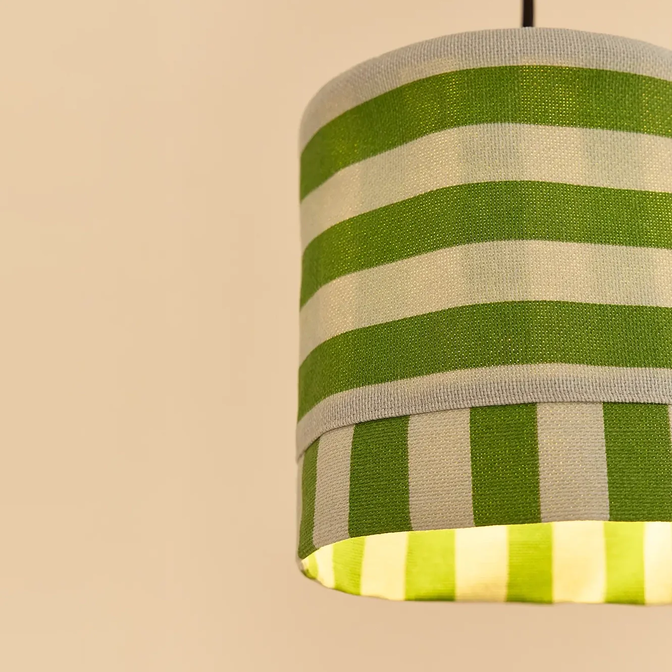 Pendant Lampshade Diam. 20cm Linda - Green Blue Stripes - Image 2