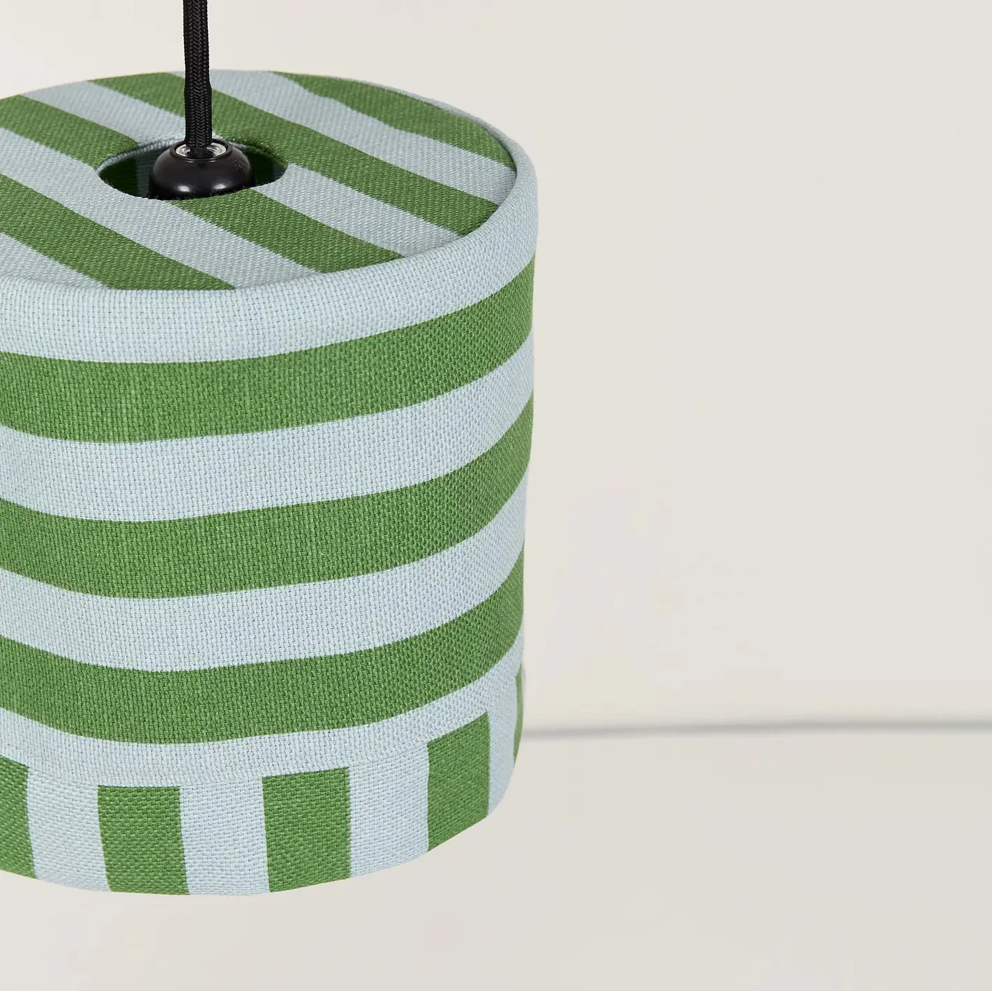 Pendant Lampshade Diam. 20cm Linda - Green Blue Stripes - Image 3