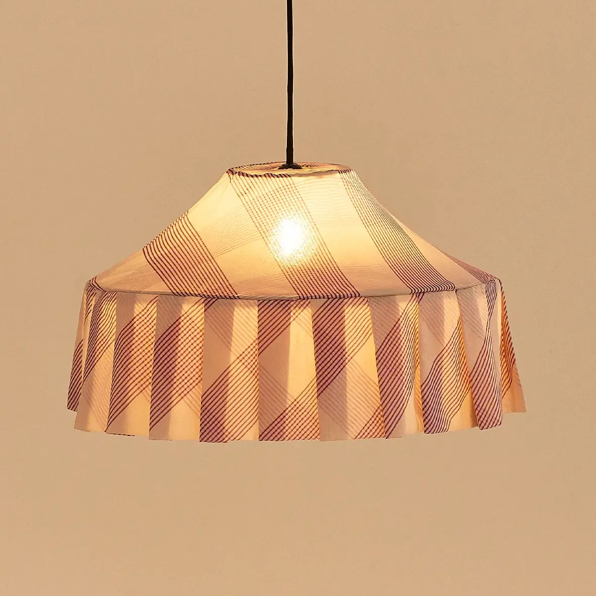 Pendant Lampshade Diam. 50cm Nicole - Lilac Diagonal Stripes - Image 2