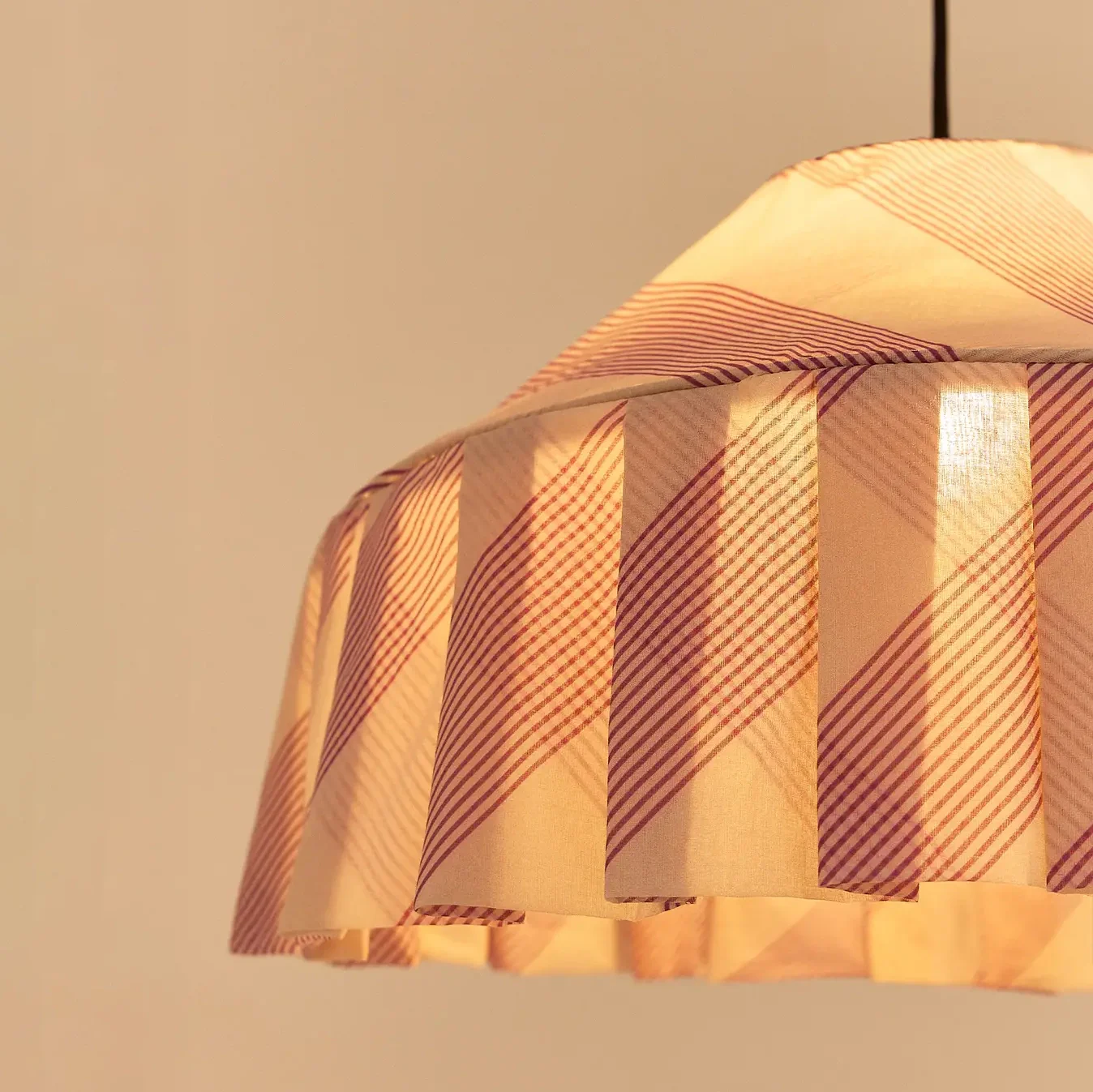 Pendant Lampshade Diam. 50cm Nicole - Lilac Diagonal Stripes - Image 5