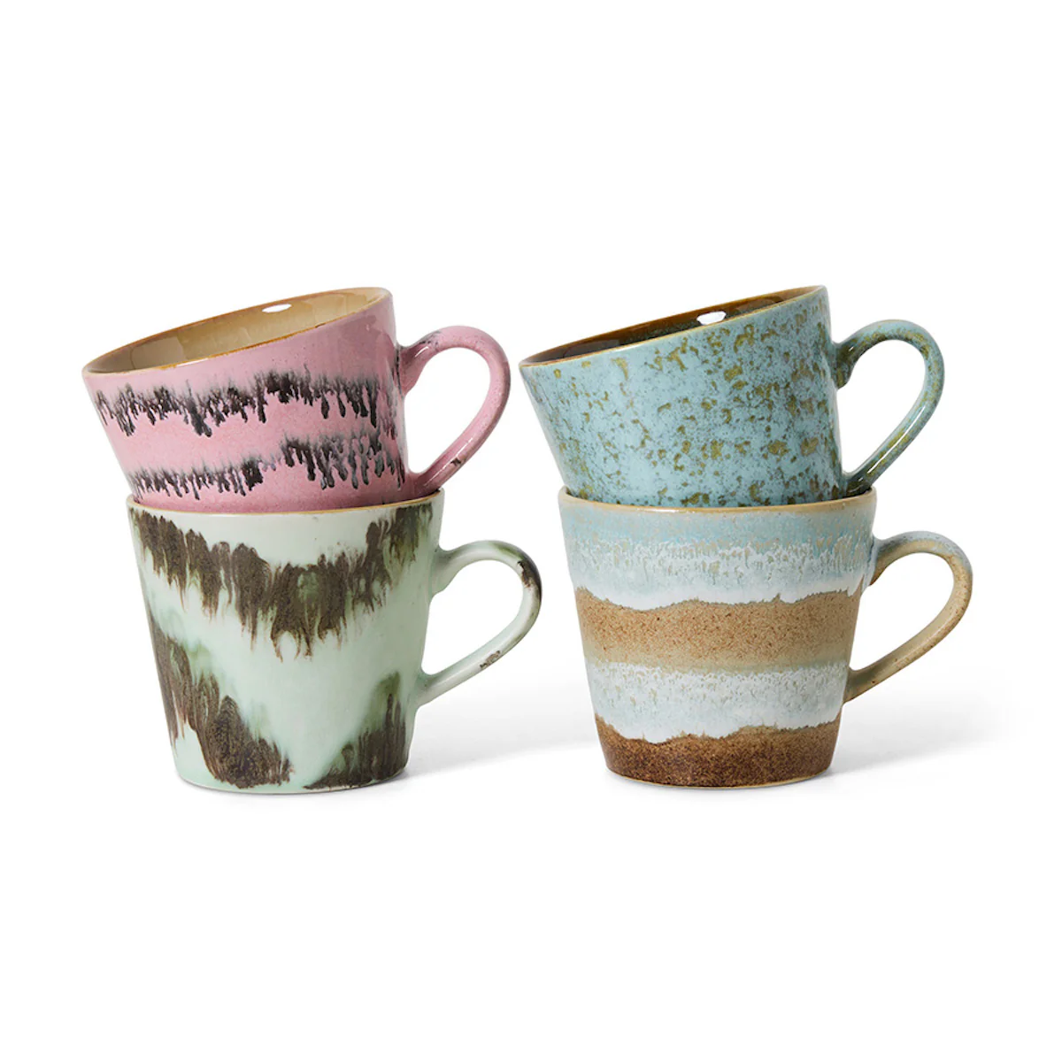 70s Ceramics: Cappuccino Mugs Dada, Set of 4