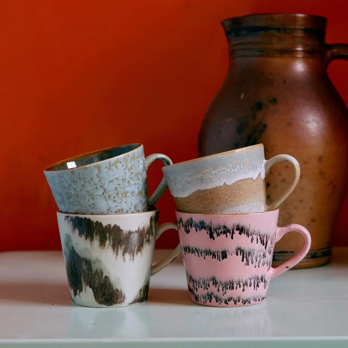 70s Ceramics: Cappuccino Mugs Dada, Set of 4 - Image 4