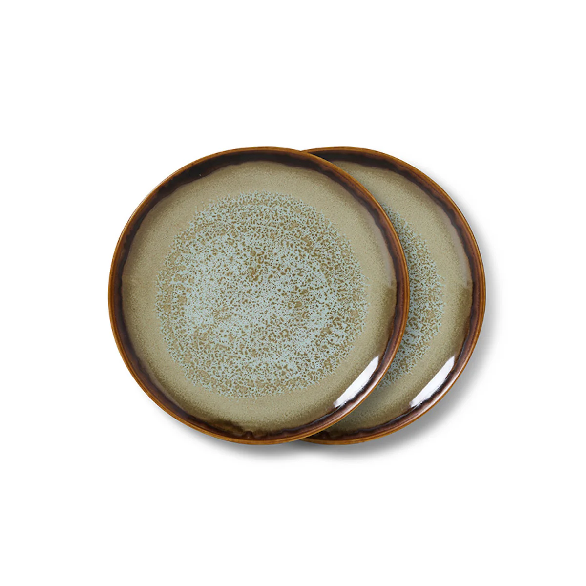 70s Ceramics: Dessert Plates Contrast, Set of 2