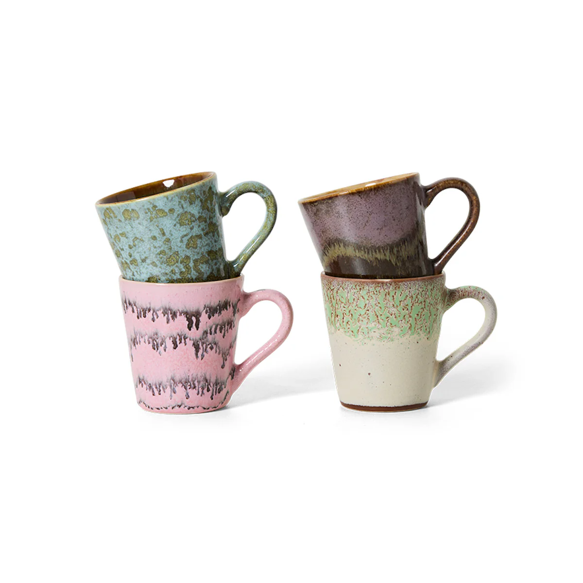 70s Ceramics: Espresso Mugs Brutalism, Set of 4