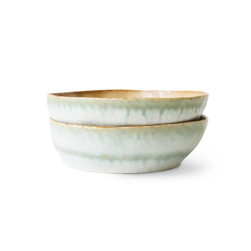 70s Ceramics: Pasta Bowls Petal, Set of 2