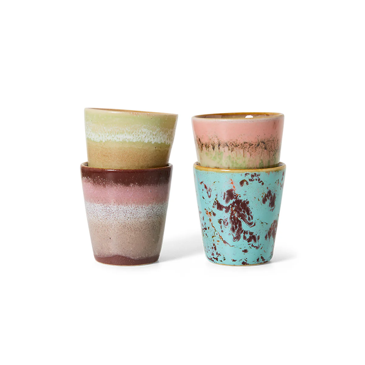 70s Ceramics: Ristretto Mugs Futurism, Set of 4