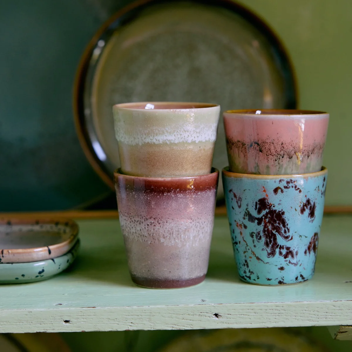 70s Ceramics: Ristretto Mugs Futurism, Set of 4 - Image 3
