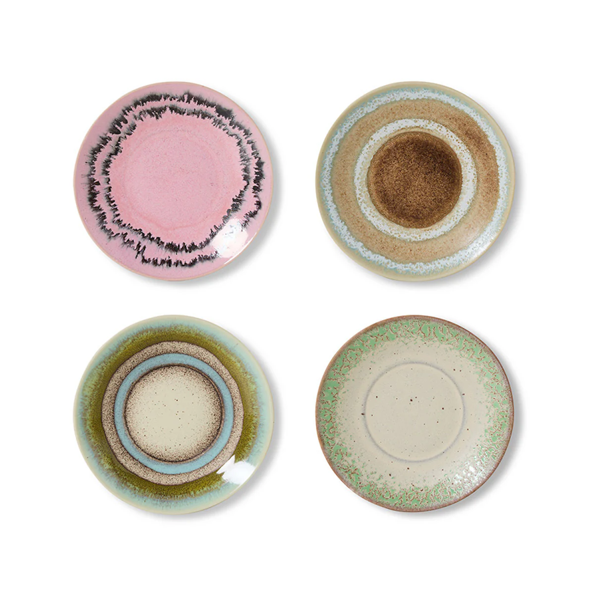 70s Ceramics: Saucers Doodle, Set of 4