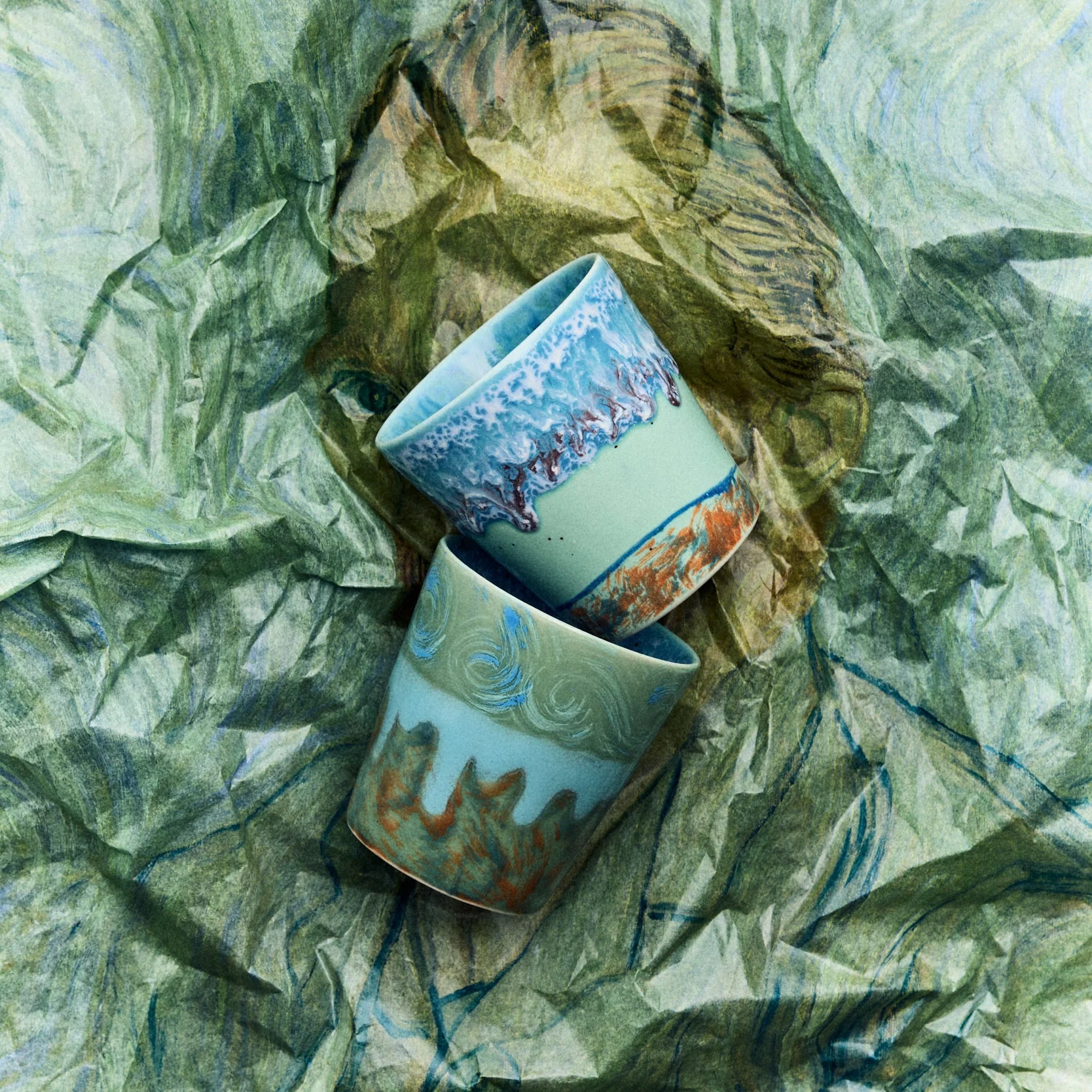 70s Ceramics: Van Gogh Coffee Mugs: Self Portrait