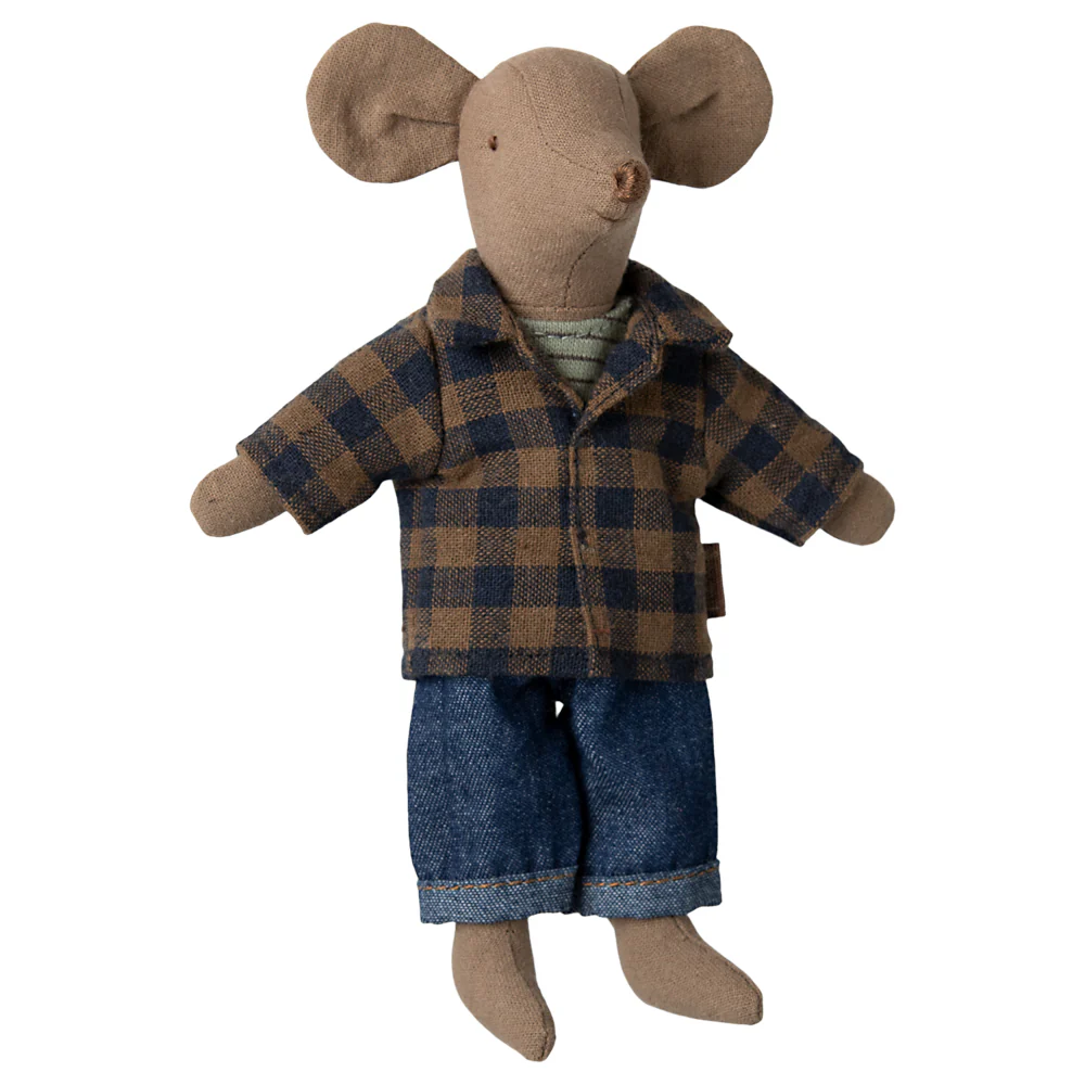 Maileg Brown Checked Shirt And Pants for Dad Mouse 2025 - Image 3