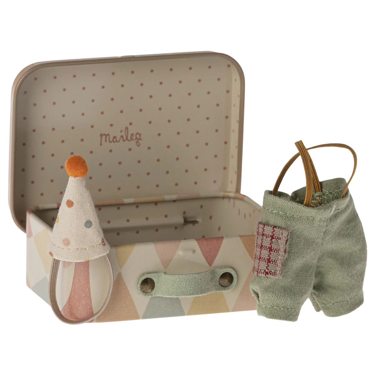 Maileg, Clown Clothes in Suitcase, Little Brother Mouse - Image 3