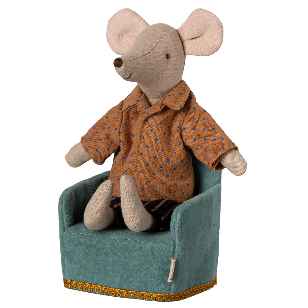 Maileg Mouse Chair Velvet Mint - Image 2