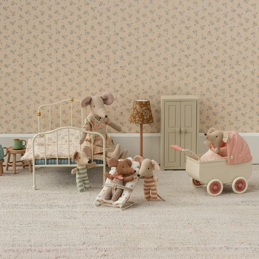 Maileg Pram Mouse - Coral - Image 2