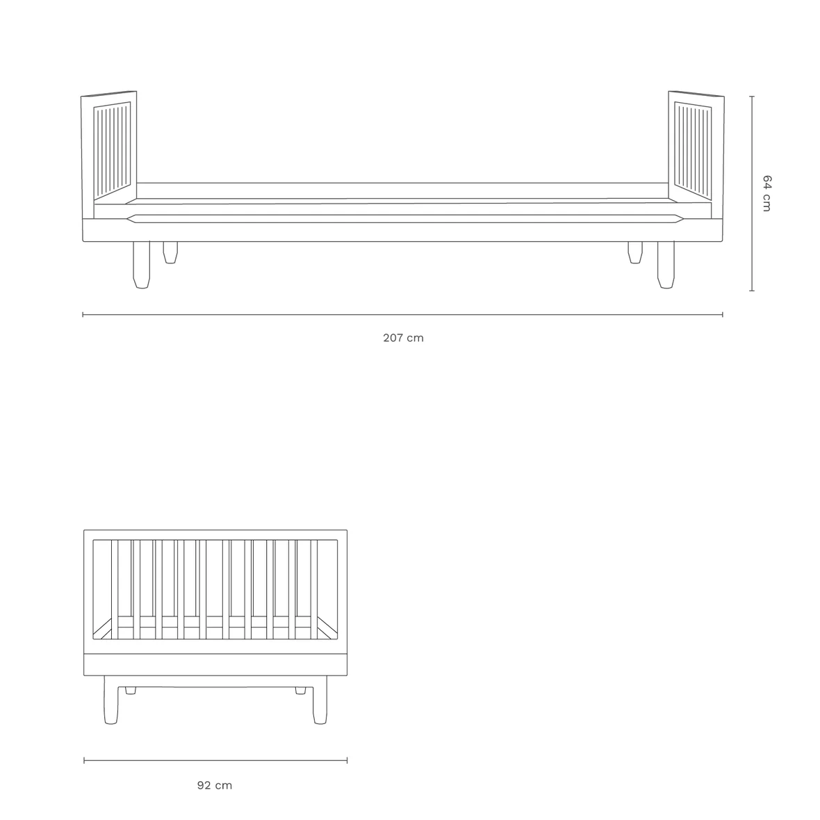 Pure Oak Wood Single Bed - Image 4