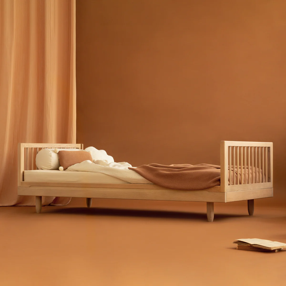 Pure Oak Wood Single Bed - Image 5