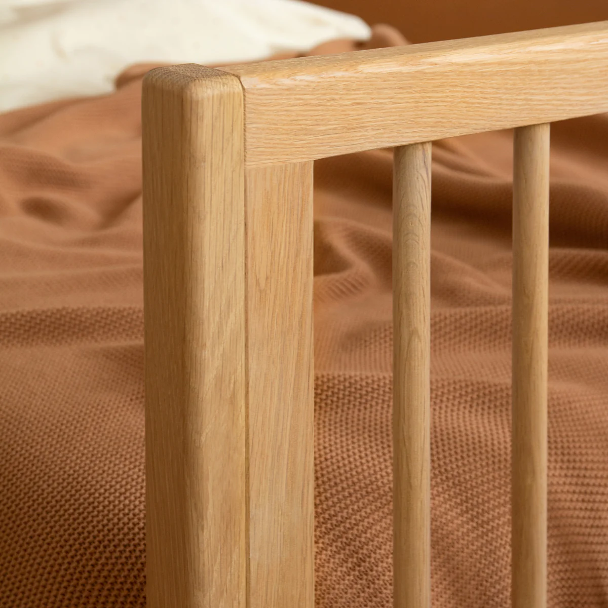 Pure Oak Wood Single Bed - Image 6