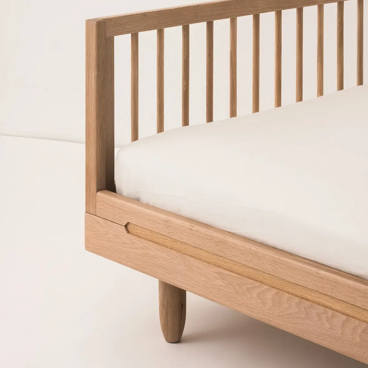 Pure Oak Wood Single Bed & Sofa Extension - Image 3