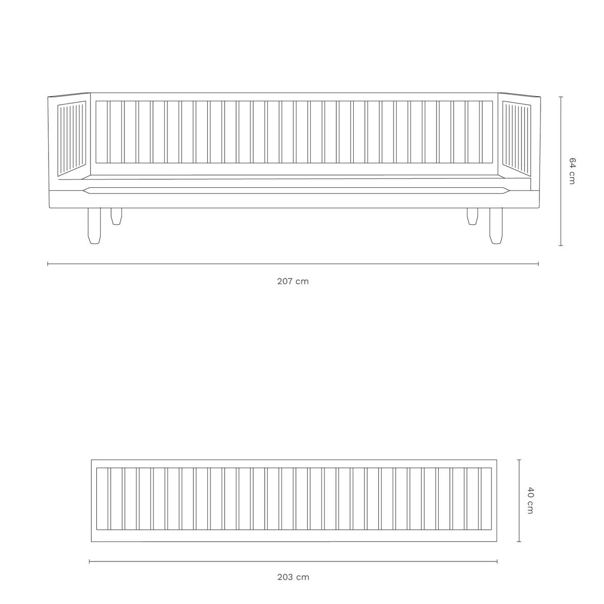 Pure Oak Wood Sofa Extension 200cm - Image 4