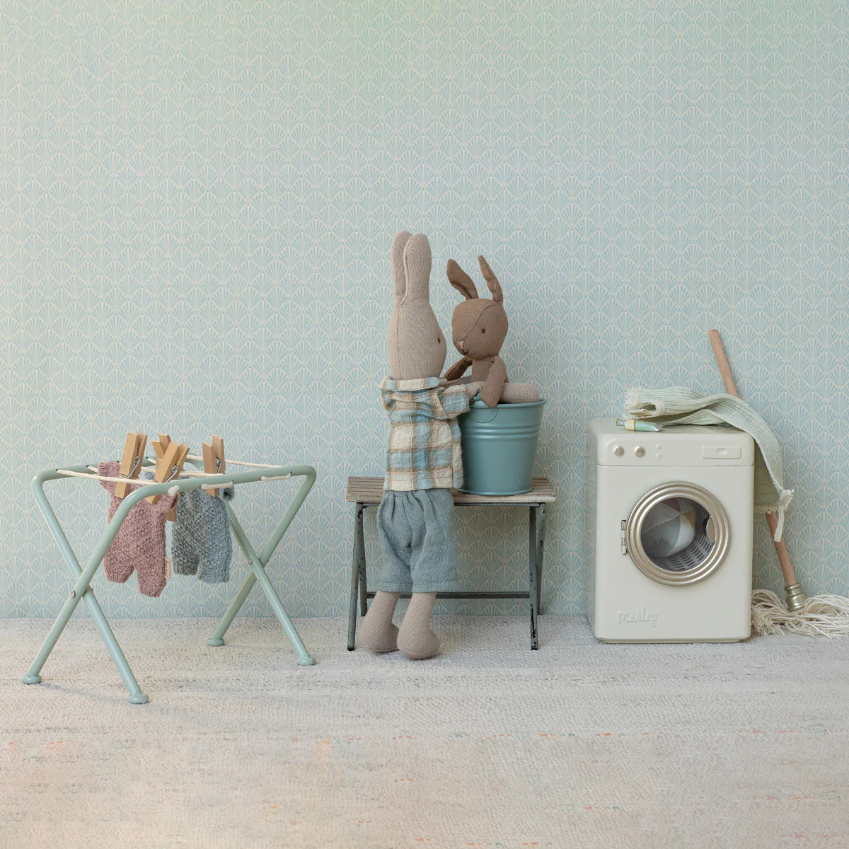 Rabbit, Micro - Brown - Blue Knitted Suit - Image 2