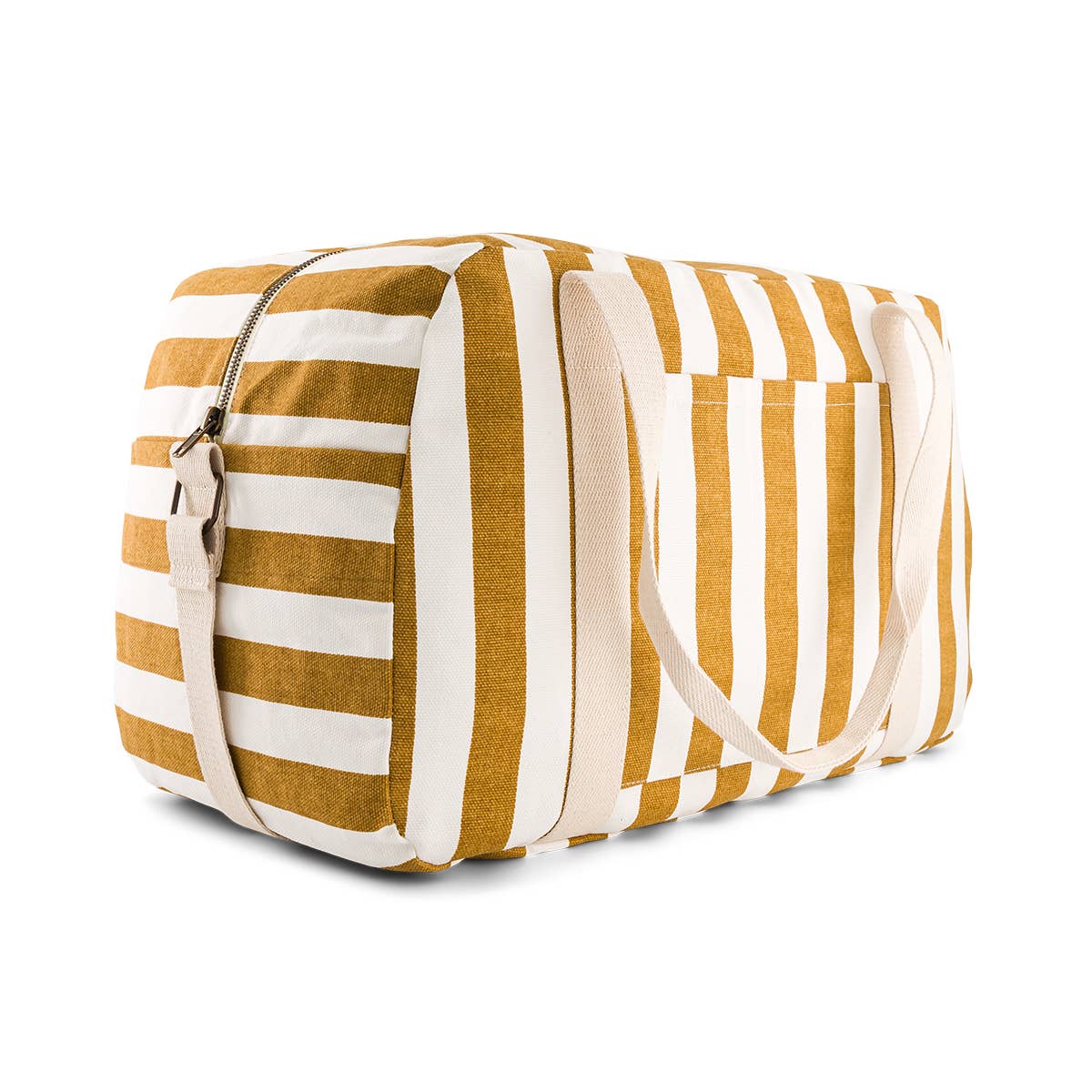 RAPHAEL DIAPER BAG - WEEKEND BAG STRIPES CARAMEL - ECRU: CARAMEL AND ECRU / Stripe / L22*W42*H28 - Image 3
