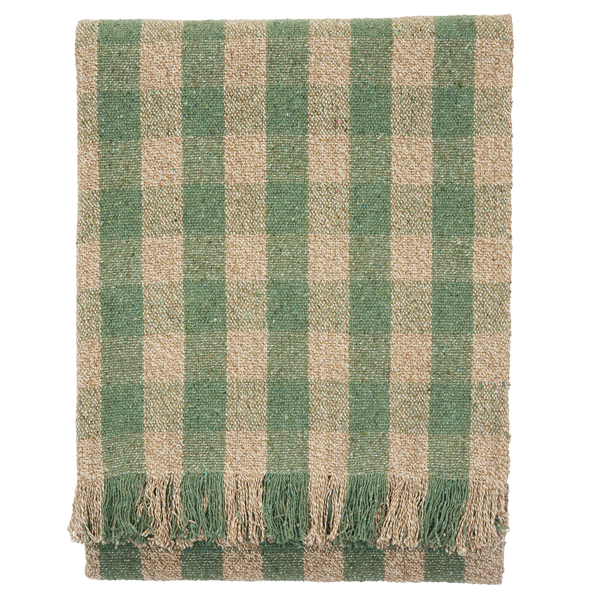 Recycled Cotton Throw - Green, Beige