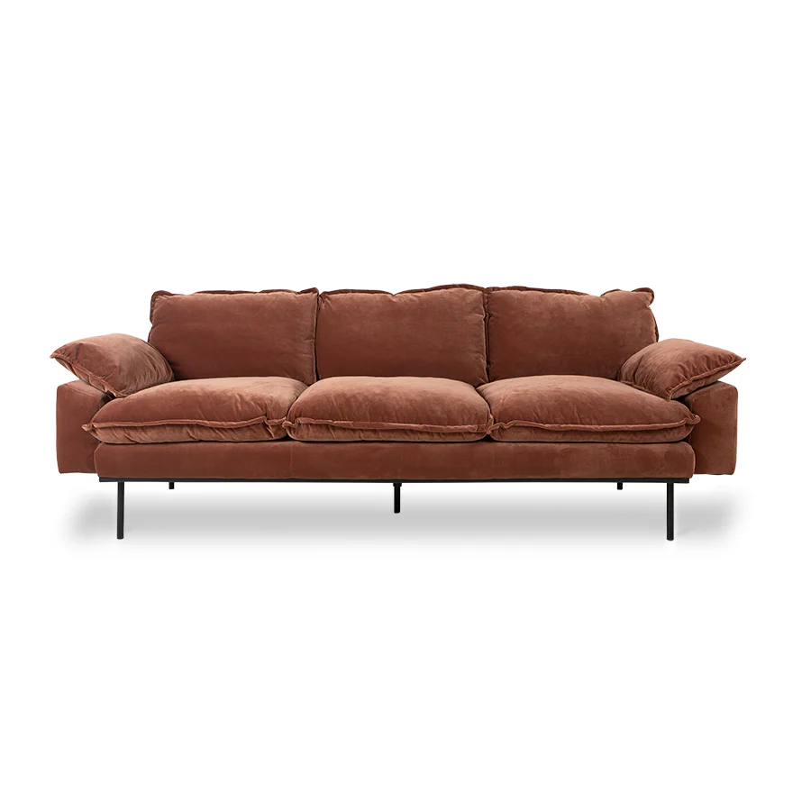 Retro Sofa 3 Seats Royal Velvet, Magnolia