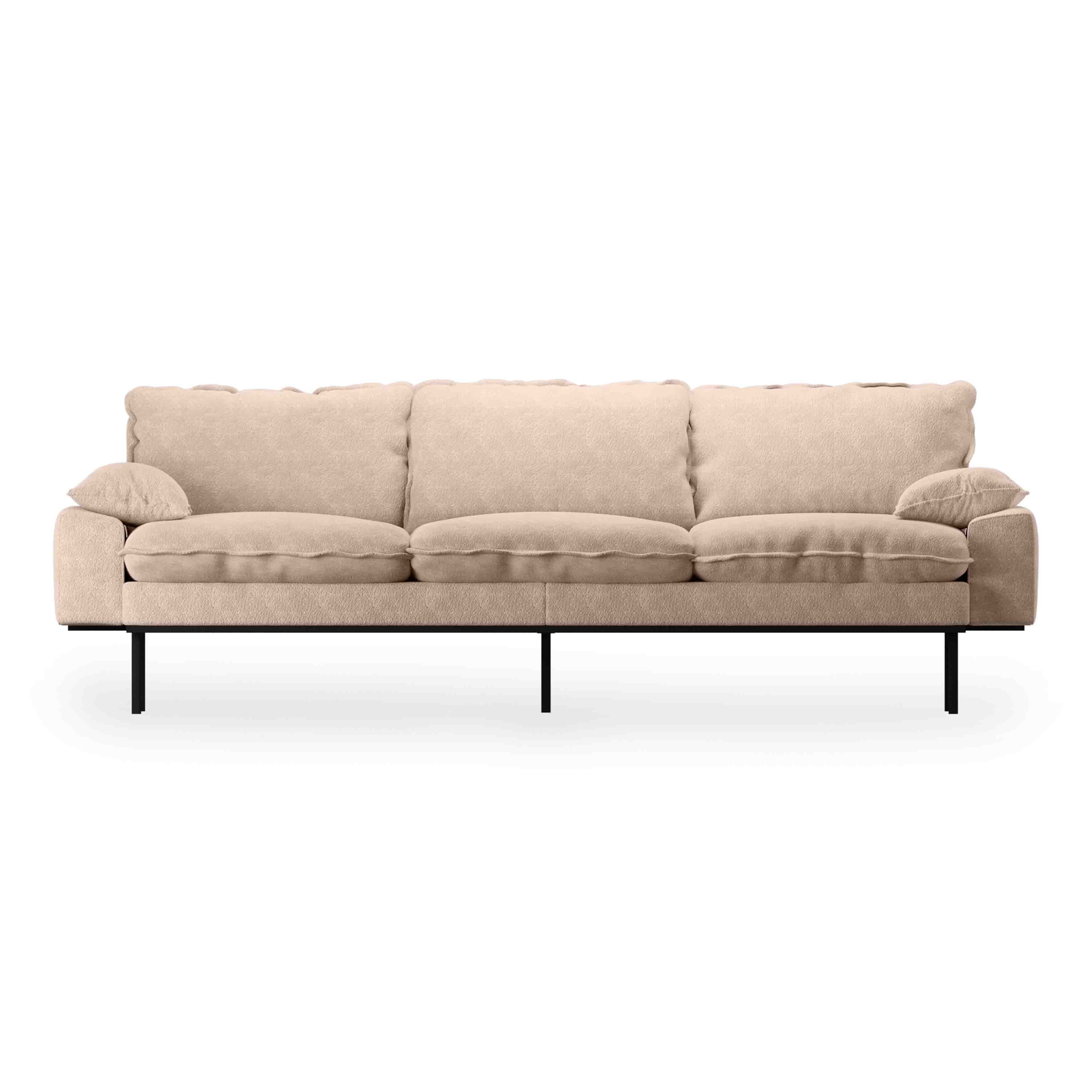 Retro Sofa 4 Seats Boucle, Taupe