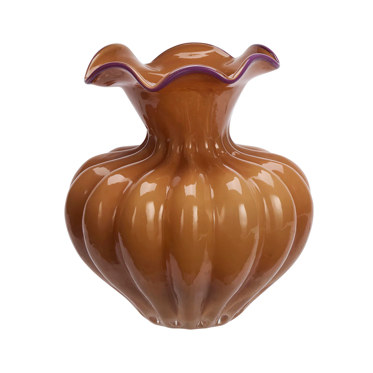 Sculptured Glass Vase Apricot