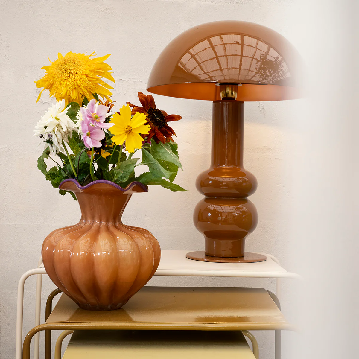 Sculptured Glass Vase Apricot - Image 2