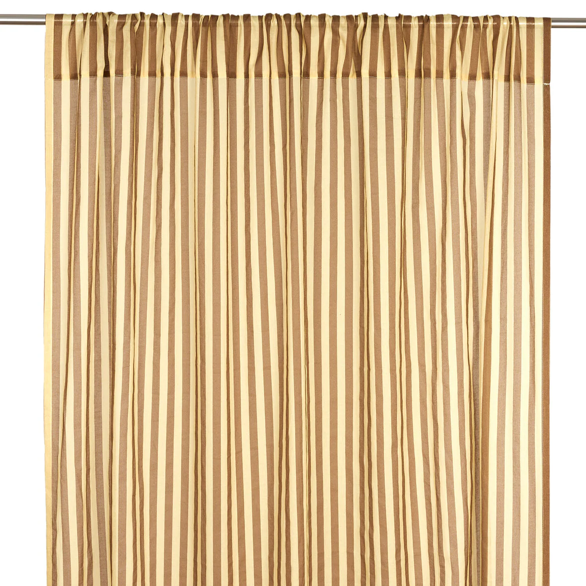 Sheer Cotton Voile Curtain Wendy  - Brown Stripes - Image 4