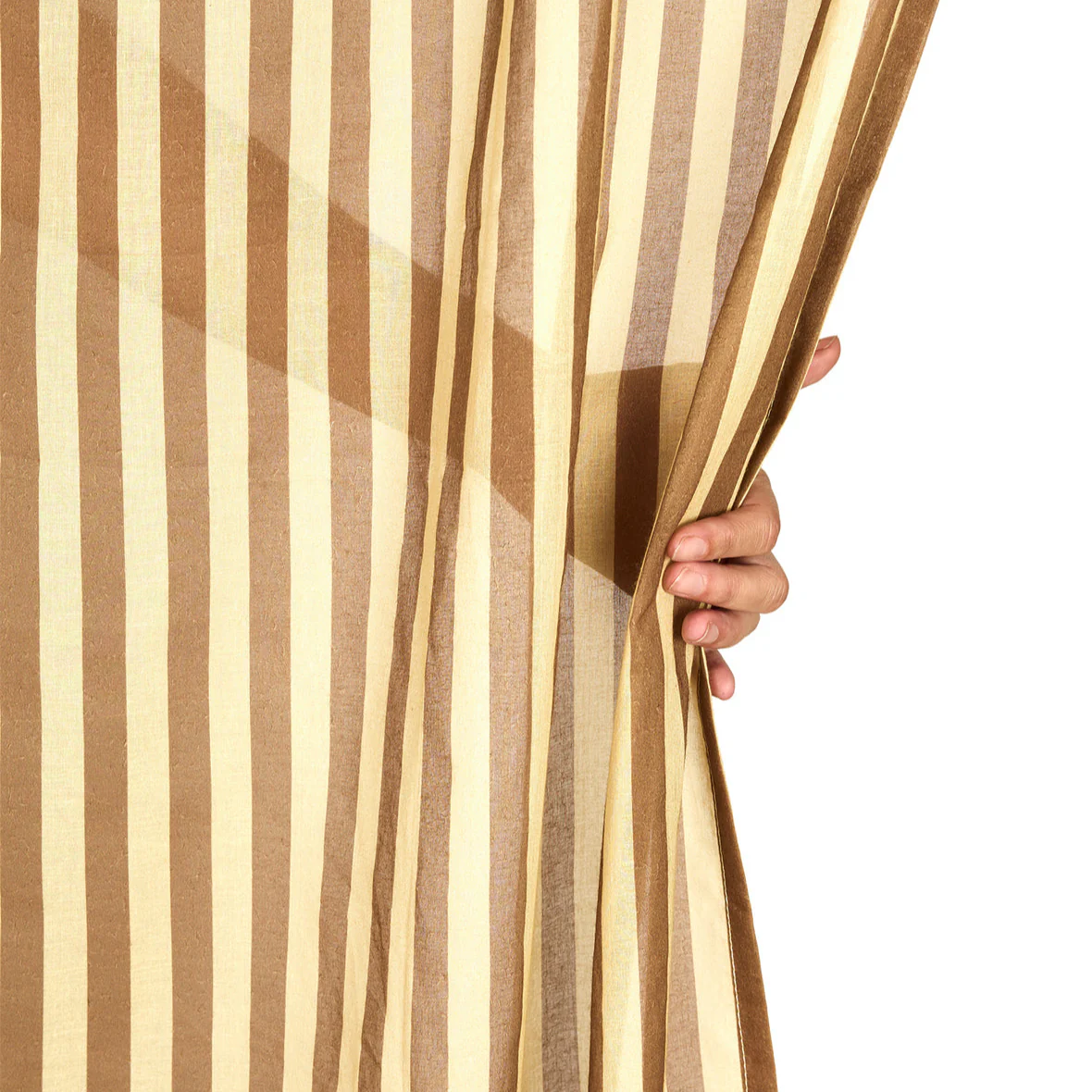 Sheer Cotton Voile Curtain Wendy  - Brown Stripes - Image 5