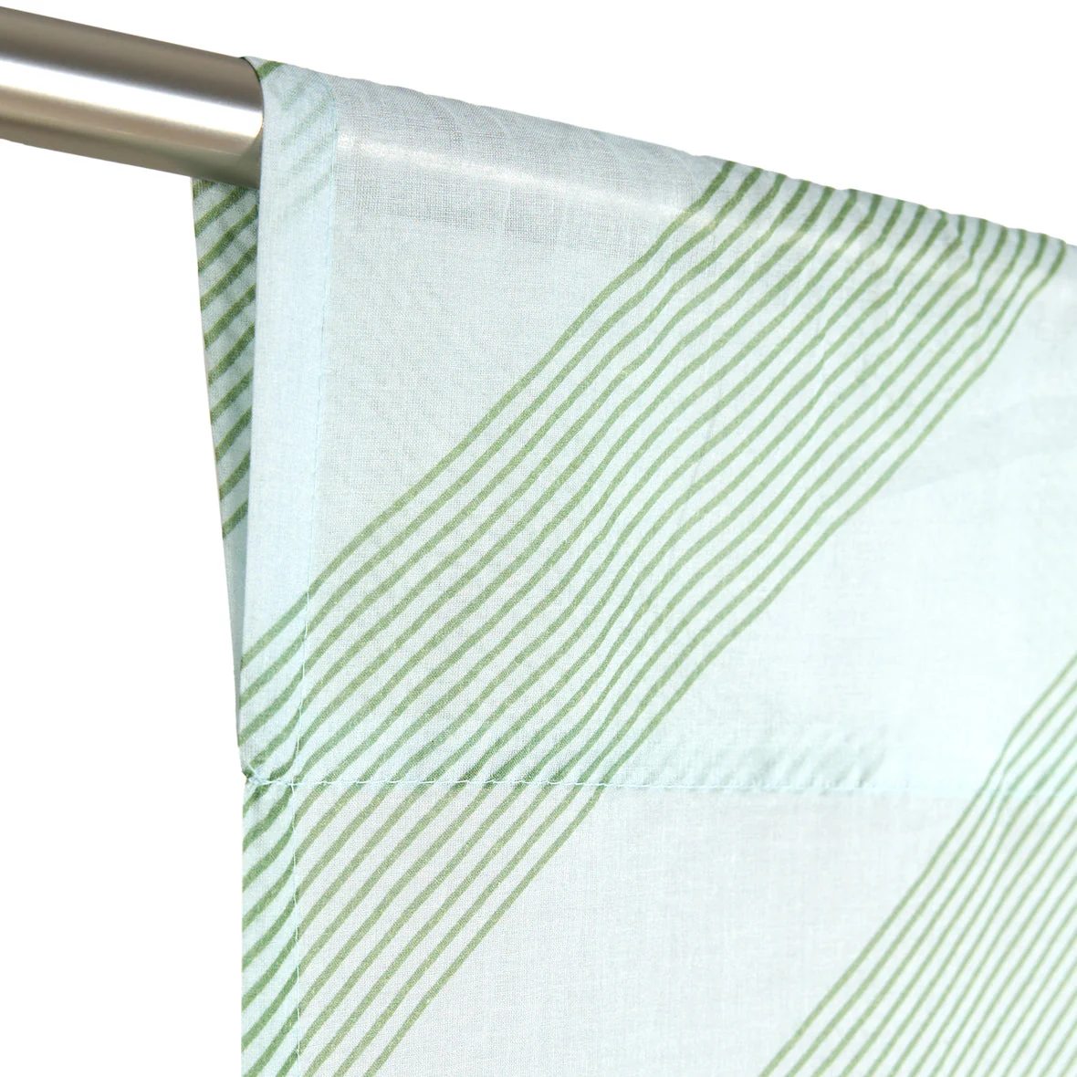 Sheer Cotton Voile Curtain Wendy  - Green Diagonal Stripes - Image 2