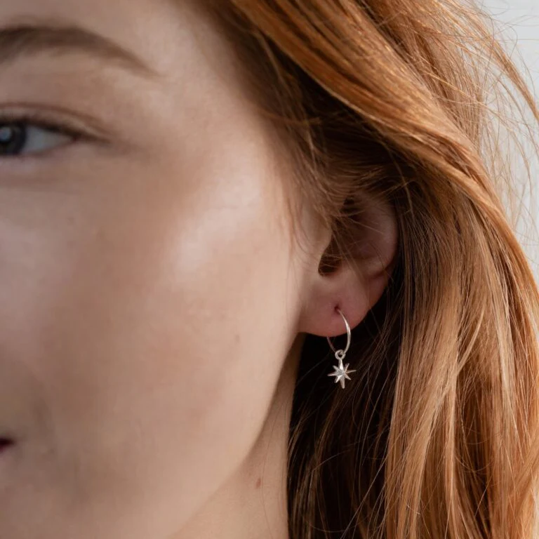 Silver Starlight Hoop Studs - Image 3
