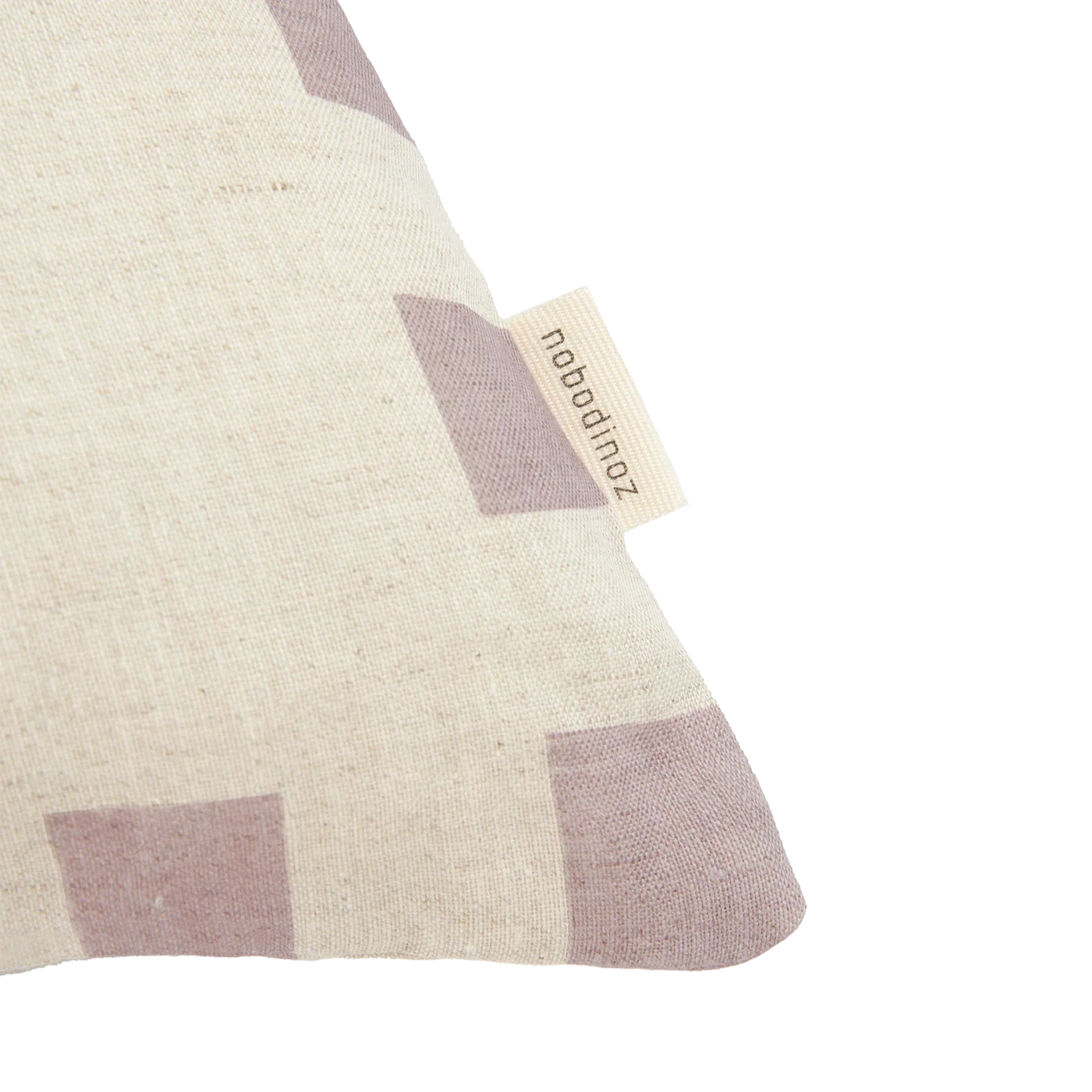 Square cushion in French linen Vibes Lilac Check Flowers - Image 3