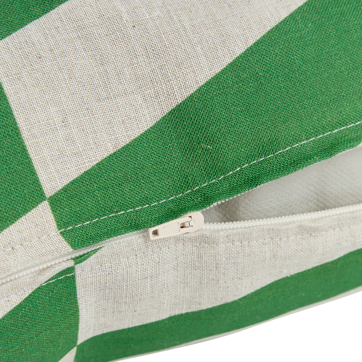 Stanley French Linen Square Cushion - Green Diagonal Tiles - Image 4