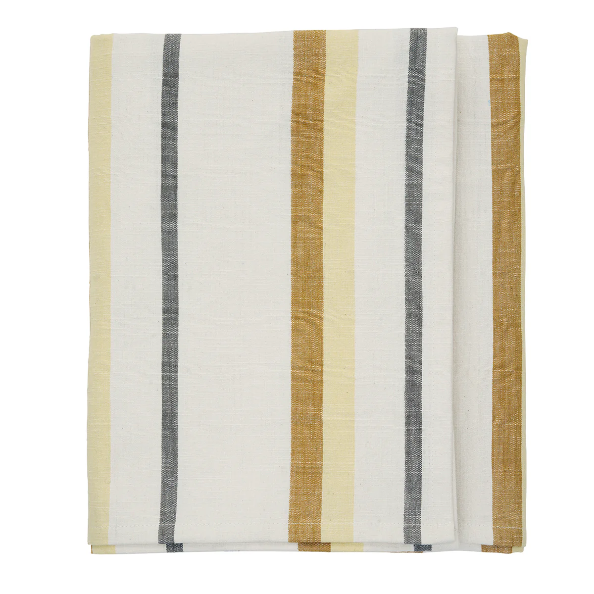 Striped Cotton Tablecloth - Off White, Golden Orange 120x220 cm
