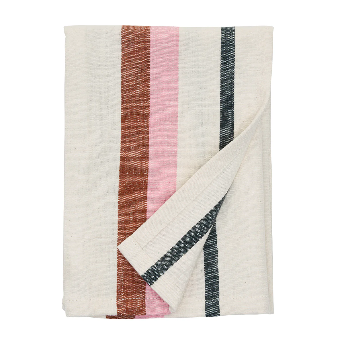 Striped Kitchen Towel - Off White, Rust, Pink, Charcoal