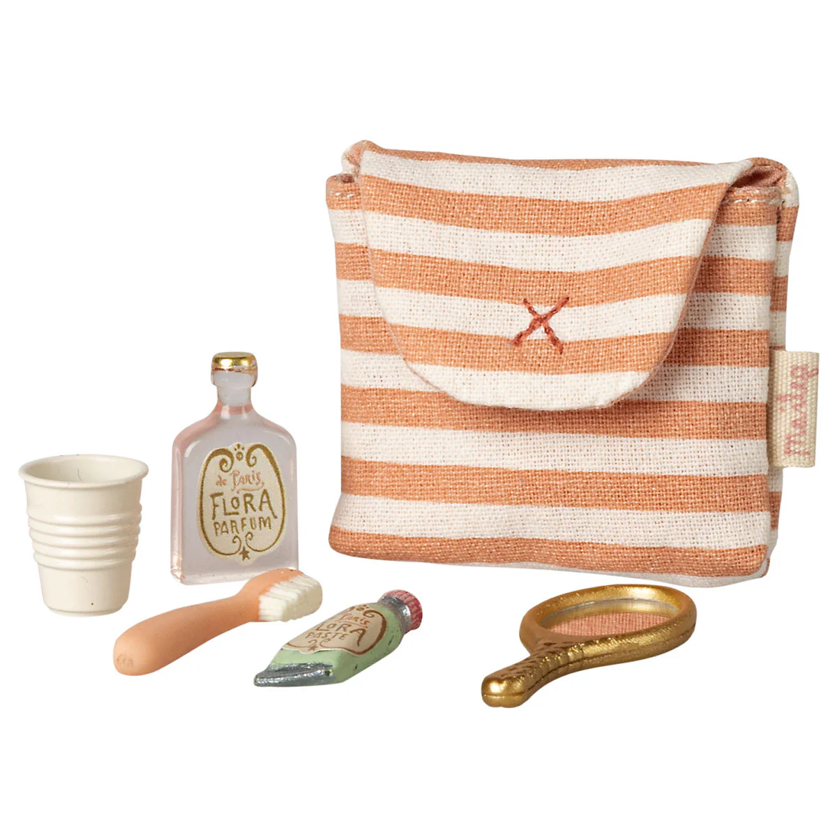 Toothbrush Set in Bag, Mouse - Coral Stripe