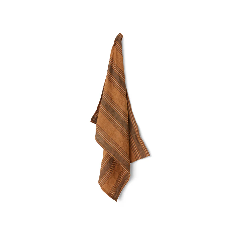Vida Striped Tea Towel Amber/Grey 50cm x 70cm - Image 3